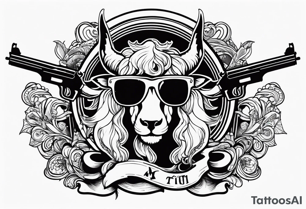 capricorn with sunglasses and shotgun tattoo idea