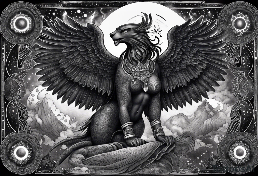 black kali, goddess pirate, alien, angel, pachamama, valkrye, warrior, flying, skull, lotus azul, wing, eagle, zenza resonance, stars, 5D, anahata chakra, death, durga, riding on a tiger, flying lady, kundalini, chest tatoo, samuri, rebel,serpent tattoo idea