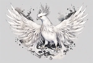 a white phoenix wearing a diadem tattoo idea