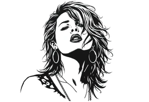 A silhouette stencil style drawing of Stevie nicks tattoo idea