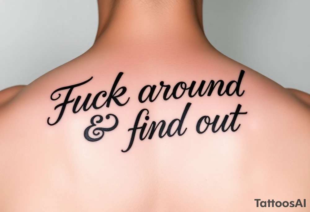 Fuck around and find out script tattoo with fancy outline tattoo idea
