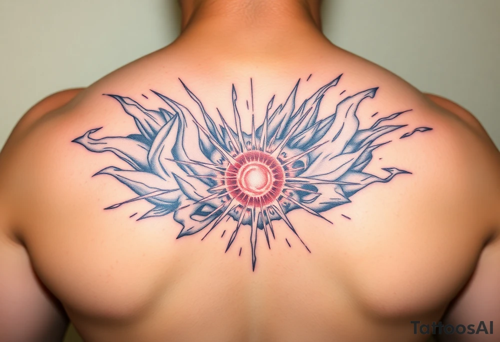 legendary dragonball z scene with energy aura and power effects tattoo idea