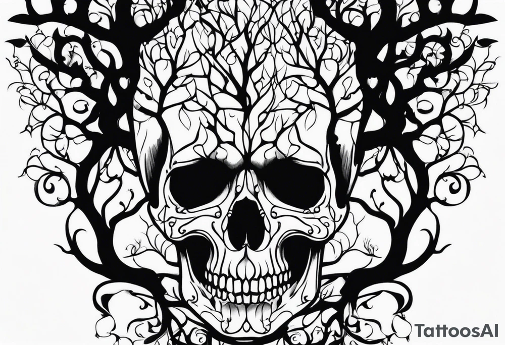 Skull tree tattoo idea