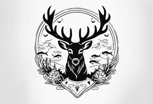 stag and fish tattoo idea