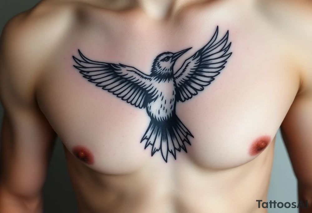 common blackbird flying tattoo idea