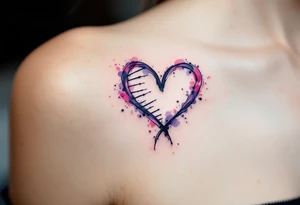 A stylized DNA helix in violet and pink forming a heart pays tribute to the biological and emotional bonds of motherhood. tattoo idea