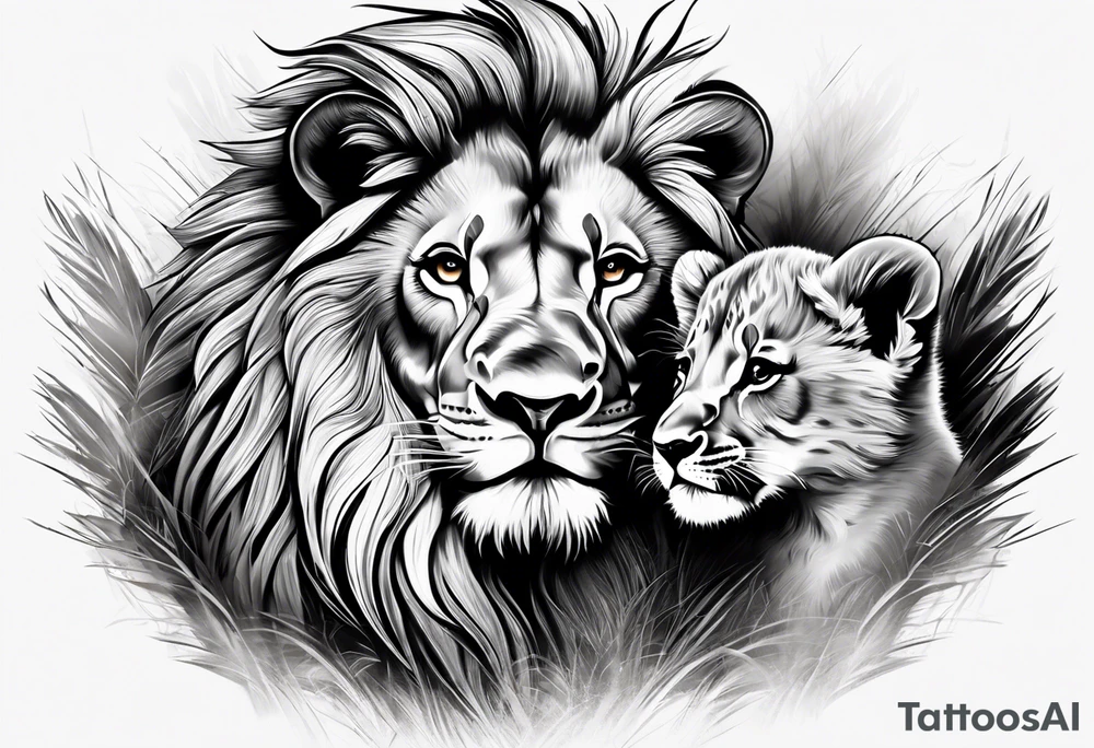 lion and cub tattoo idea