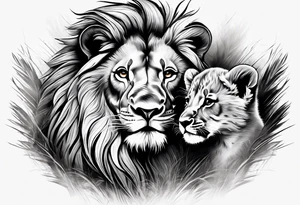 lion and cub tattoo idea