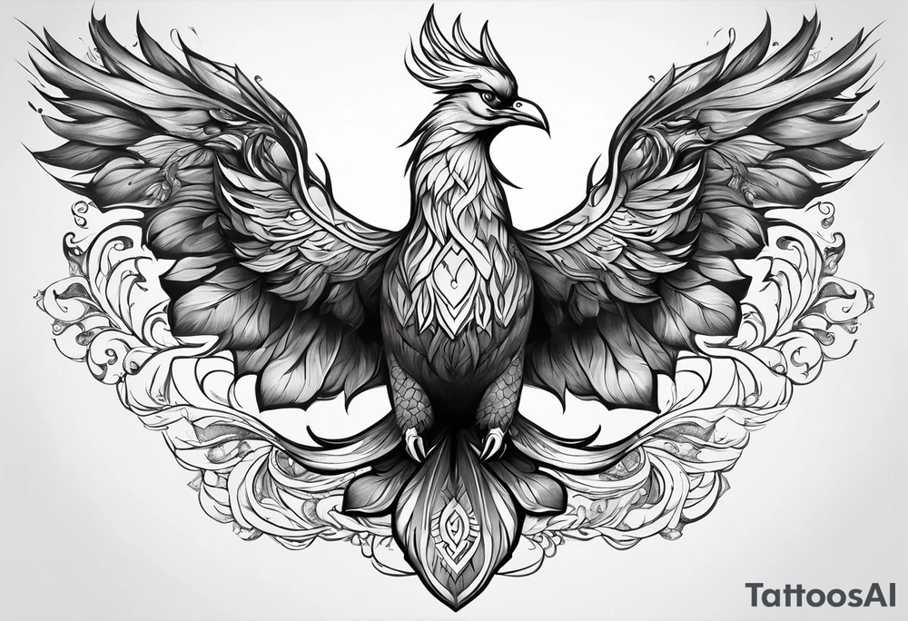 full sleeve representing determination, resilience & strength includes lotus & flying phoenix. tattoo idea