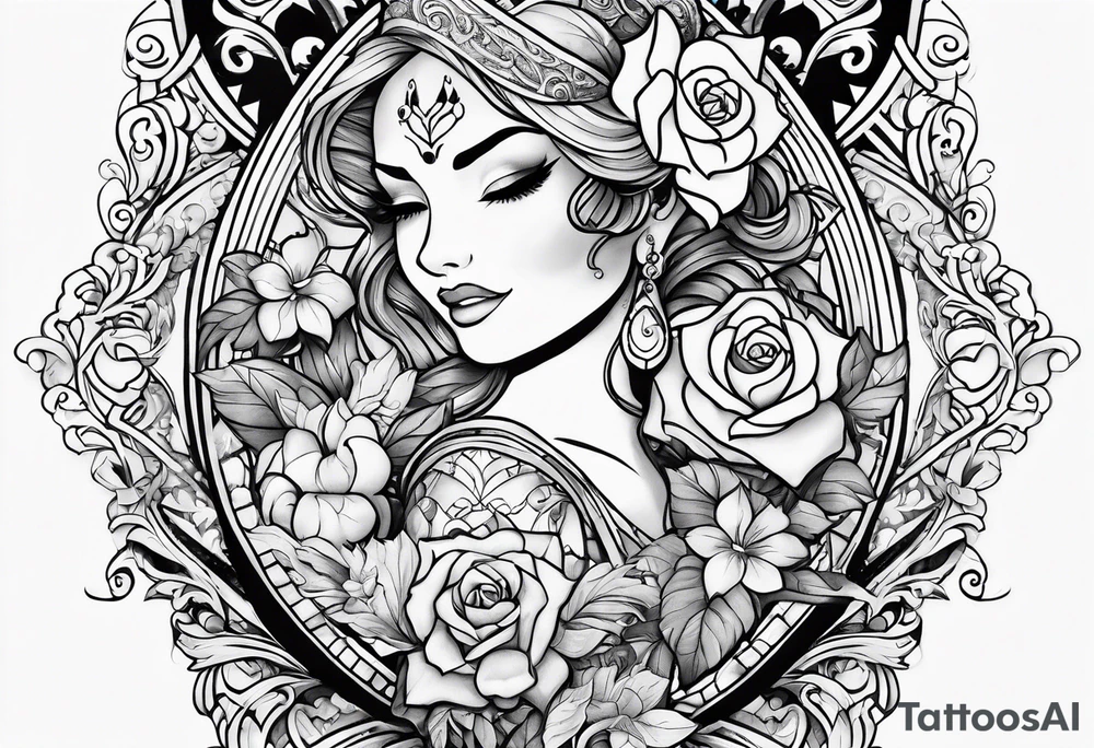 Tatuaje de columna con diseño de Disney tattoo idea