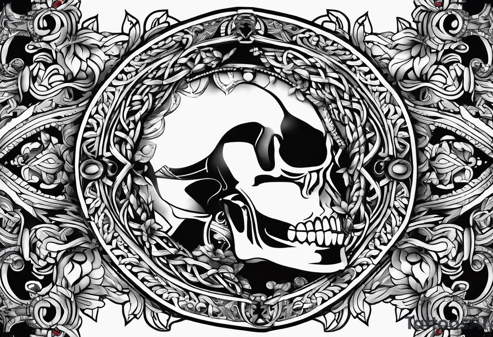 Thin line of a Nordic chain that surrounds the forearm, tattoo idea
