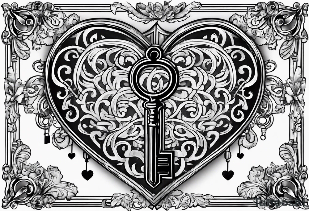 Heart shaped antique key tattoo idea