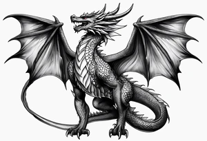 Beautiful female dragon with wings spread tattoo idea