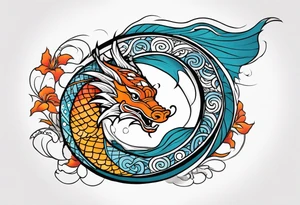 Dragon polynesian, water, koi tattoo idea
