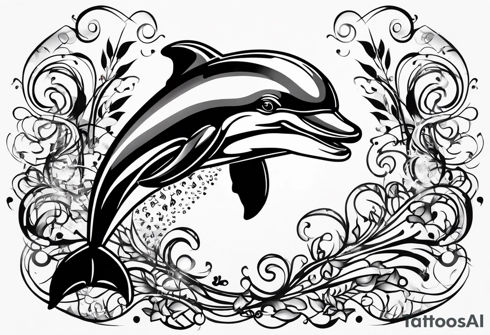 dolphin and music notes tattoo idea