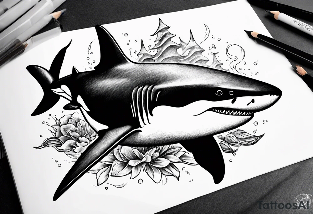 Shark and killer whale tattoo idea