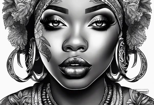 black woman with money in her mouth tattoo idea