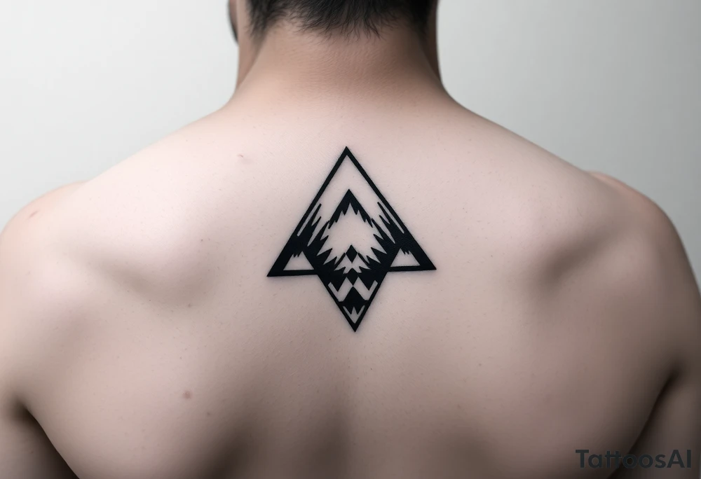 Geometric small triangle about different paths in life merge together and become stronger together while being psychedelic and trippy tattoo idea