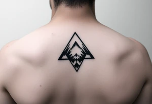 Geometric small triangle about different paths in life merge together and become stronger together while being psychedelic and trippy tattoo idea