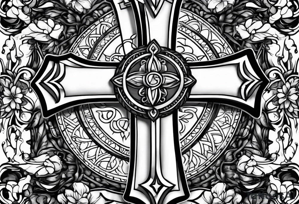 religious cross with 1 Corinthians 13 tattoo idea