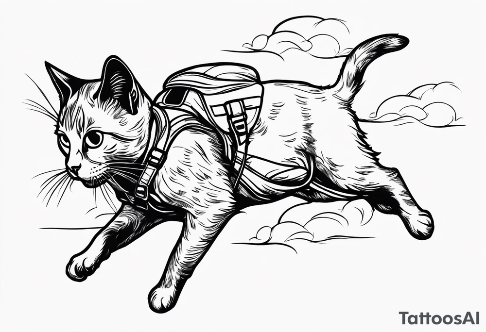 skydiving cat tattoo idea