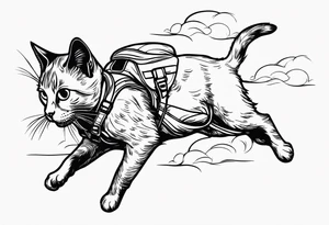 skydiving cat tattoo idea