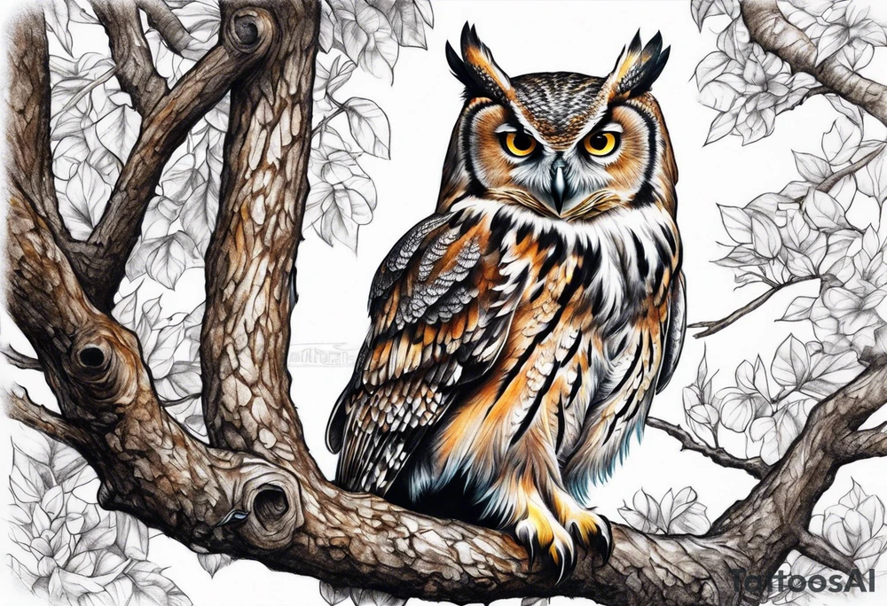 owl tree tattoo idea