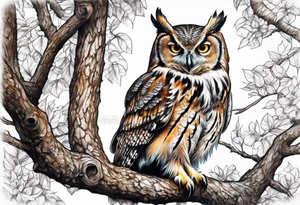 owl tree tattoo idea