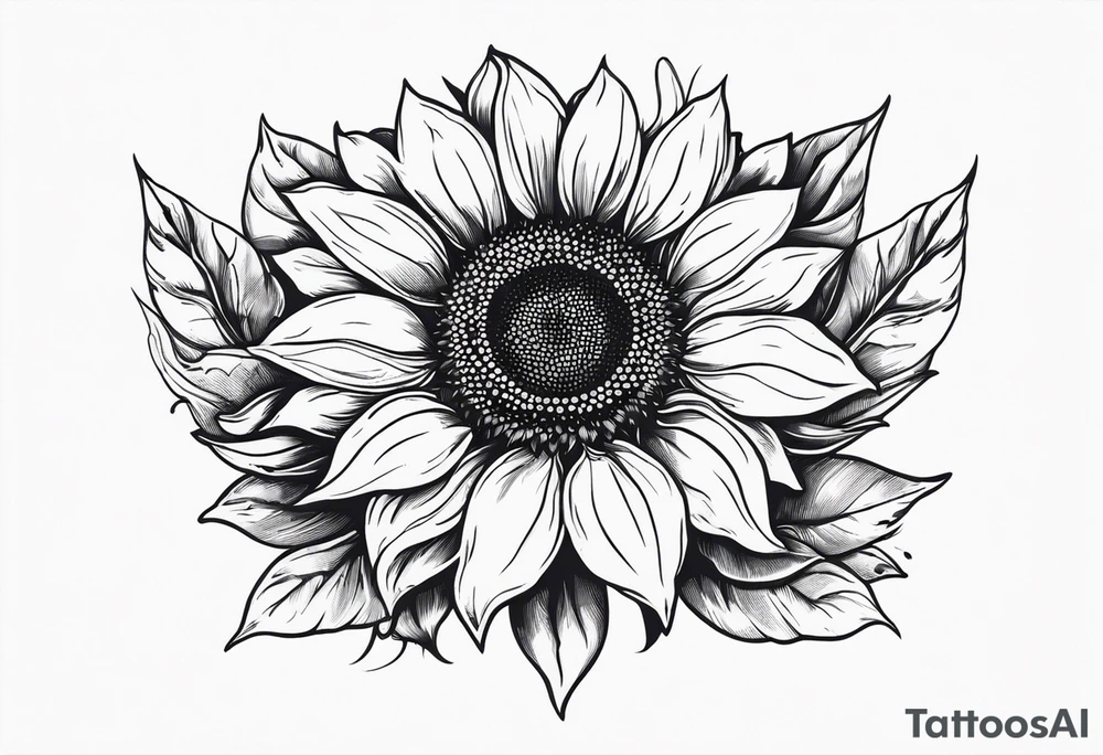 A steel horseshoe with a sunflower in the center tattoo idea