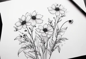 small long stem wildflowers tattoo idea
