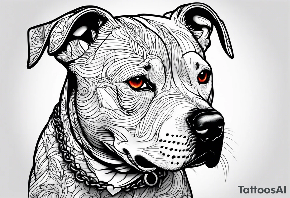 white pitbull pointed ears tattoo idea