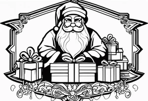 Santa with presents tattoo idea