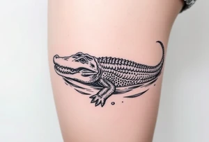 powerful crocodile swimming in water tattoo idea