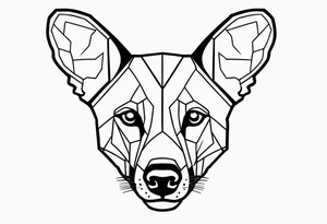 African wild dog face outline tattoo idea