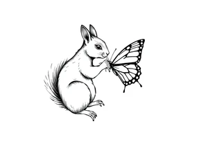 Squirrel kissing butterfly tattoo idea