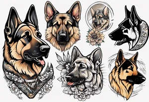 German shepherd portrait tattoo idea