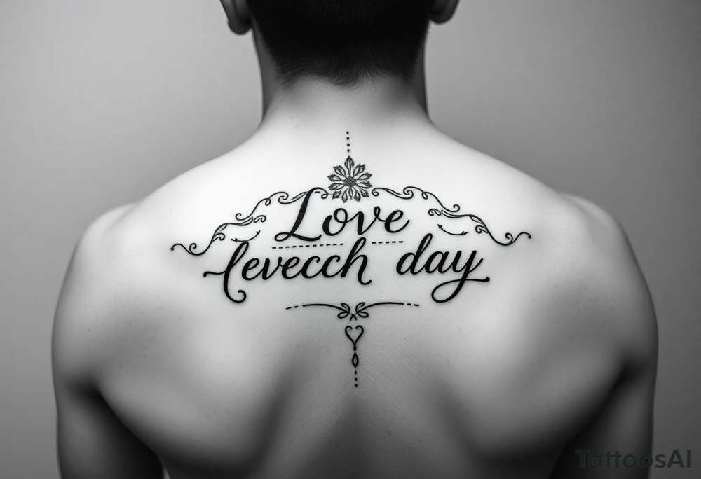 Love Each Day tattoo with a unique border that goes on a woman’s forearm tattoo idea
