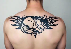 Majestic Siberian husky curled up napping tattoo idea
