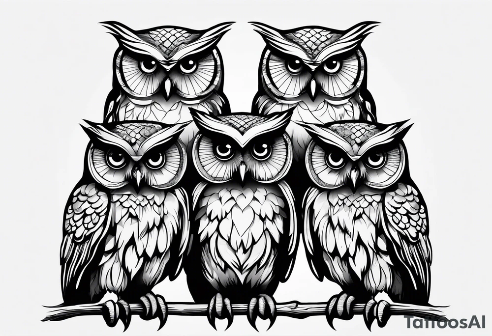 Hear no evil, see no evil, speak no evil owls tattoo idea