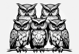 Hear no evil, see no evil, speak no evil owls tattoo idea