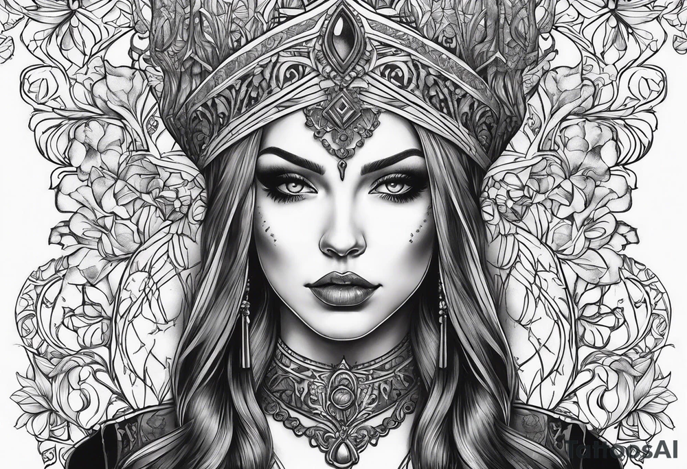 Gothic woman tattoo idea
