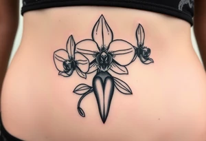 3 Orchid realistic with a mix with vagina tattoo idea