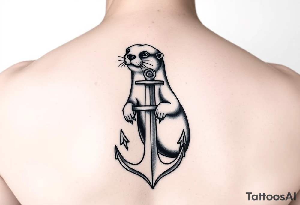 Weasel with anchor tattoo idea