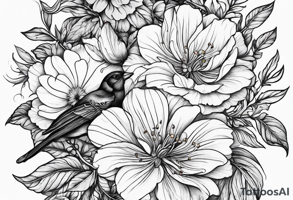 music song vine flowers tattoo idea