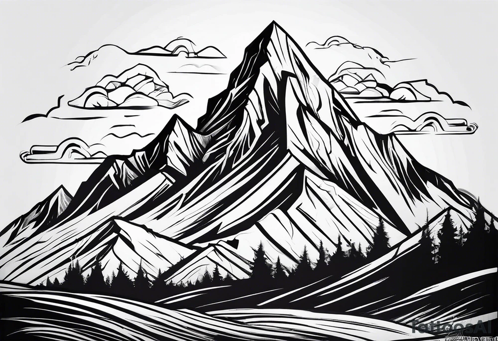 Strong mountain with a little flame tattoo idea