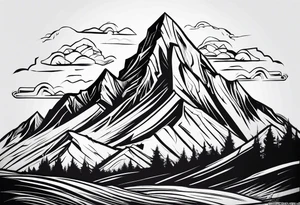 Strong mountain with a little flame tattoo idea