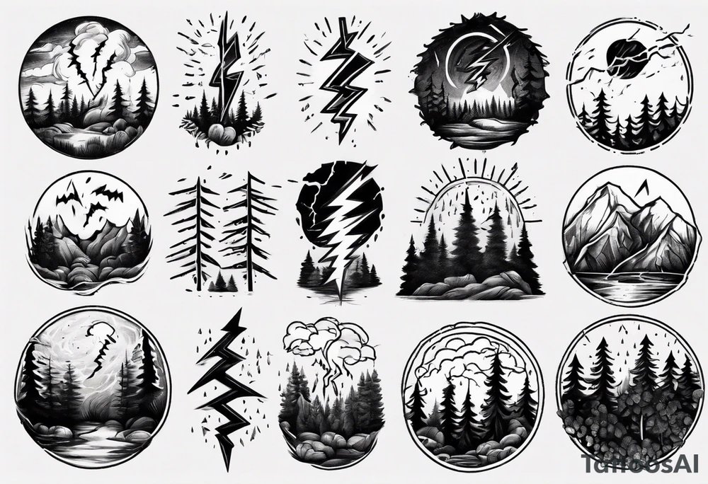 lightning storm over forest tattoo idea