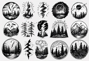 lightning storm over forest tattoo idea