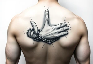 Chains surrounded around fingers to the wrist while connecting to the pointer finger and thumb tattoo idea