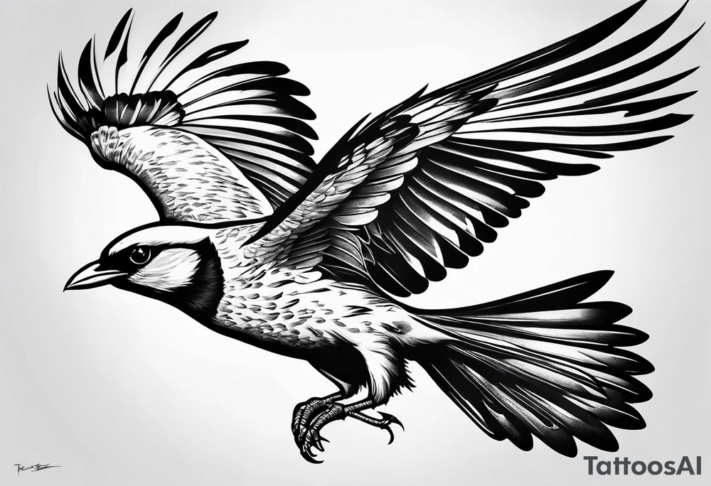 Make a preview of Bird in Flight.
This tattoo should be mark as a sign of freedom.
The tattoo should be on the leg tattoo idea
